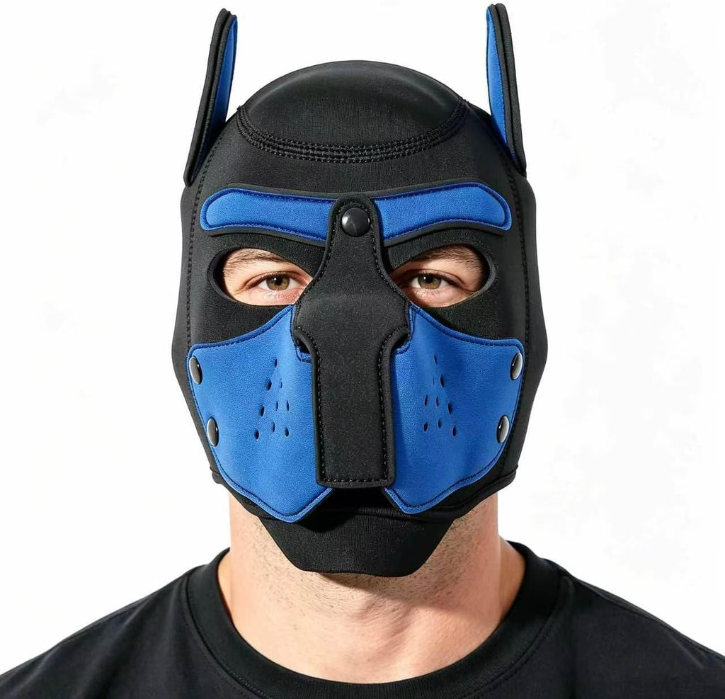 Babylounger puppy play hood with removable snout side profile