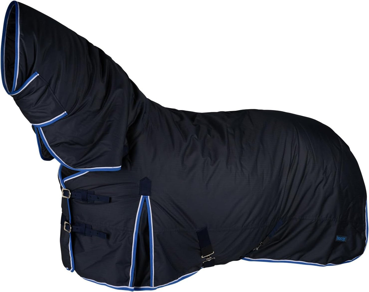 Horze Glasgow medium weight waterproof combo turnout winter horse blanket dark blue front view
