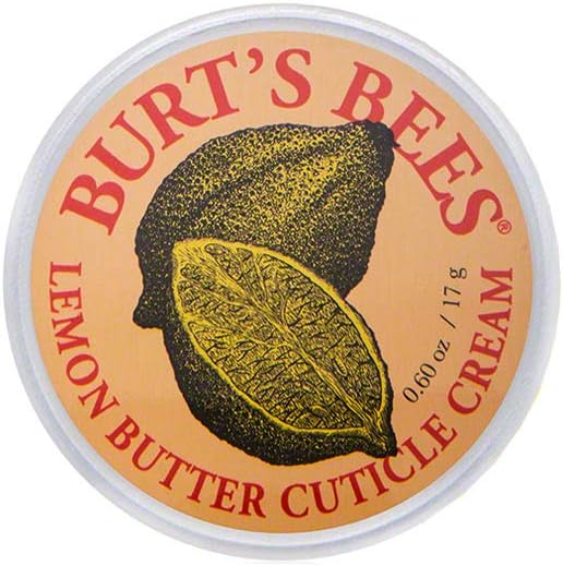 Burt's Bees Lemon Butter Cuticle Cream 0.6 Ounce tin front view for intensive nail care