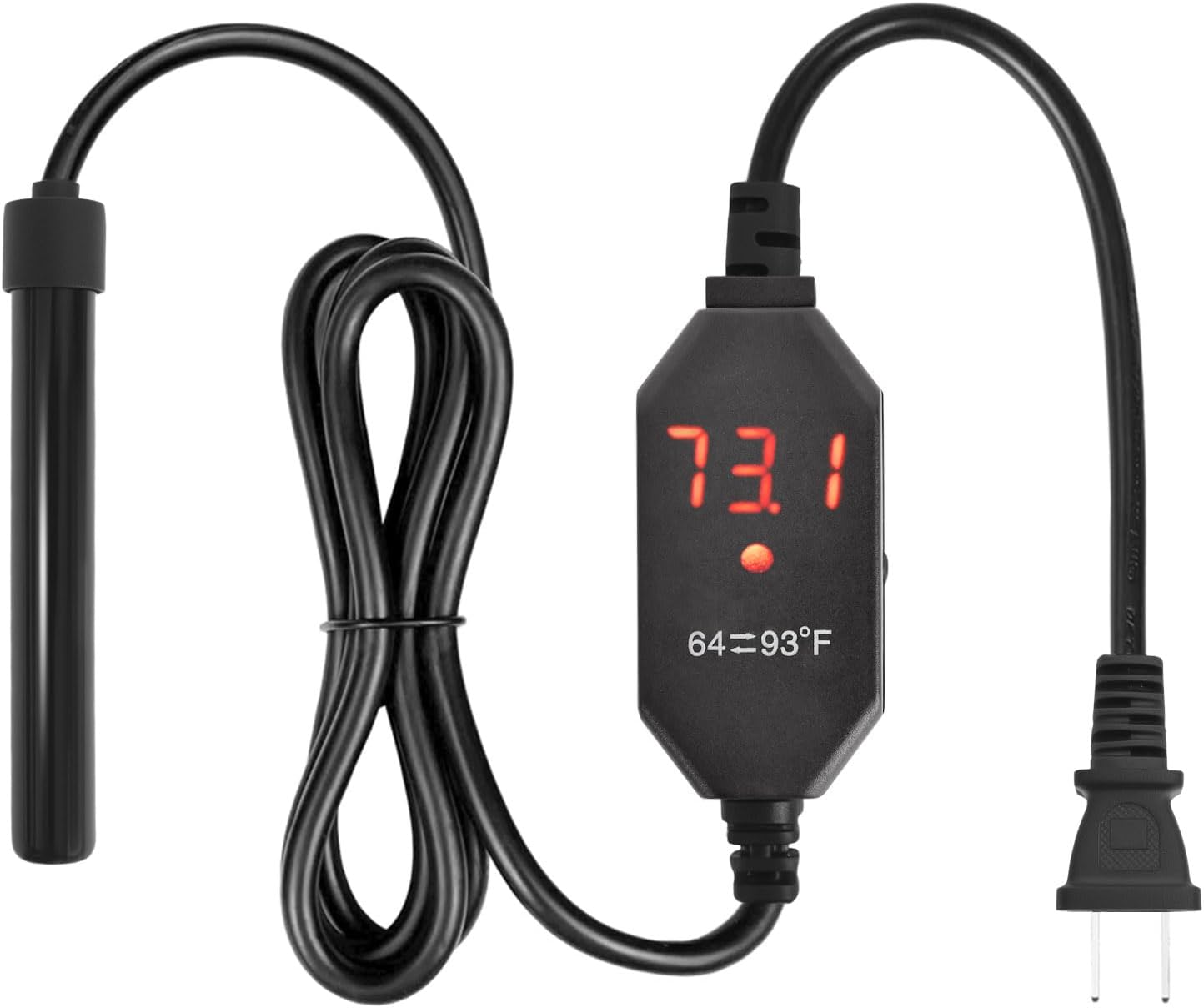 Yofoths 10W USB fish tank heater showing digital display