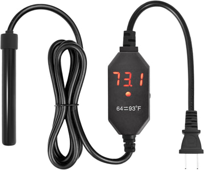 Yofoths 10W USB fish tank heater showing digital display