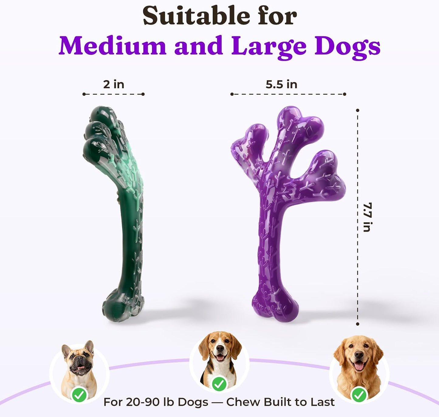 Frienhund 2-Pack Indestructible Dog Chew Toys for Aggressive Chewers: Textured Cactus with Grooves for Peanut Butter & Yogurt, Beef Nylon Bones for Large Dogs 20-90 lbs, Easy Chew & Long Lasting - Image 9