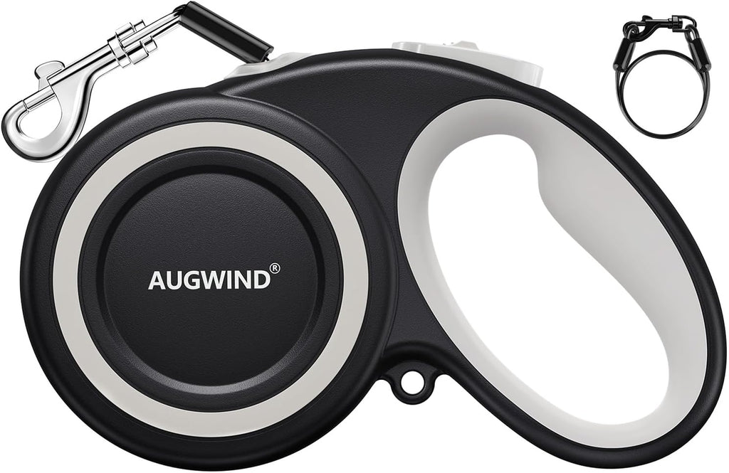 Augwind retractable dog leash white medium size front view