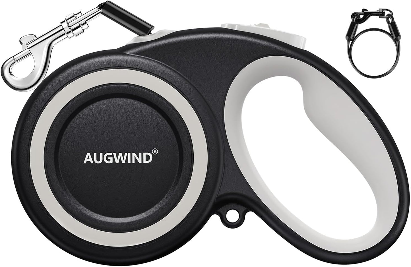 Augwind retractable dog leash white medium size front view