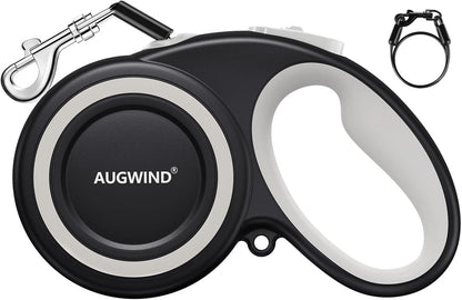 Augwind retractable dog leash white medium size front view