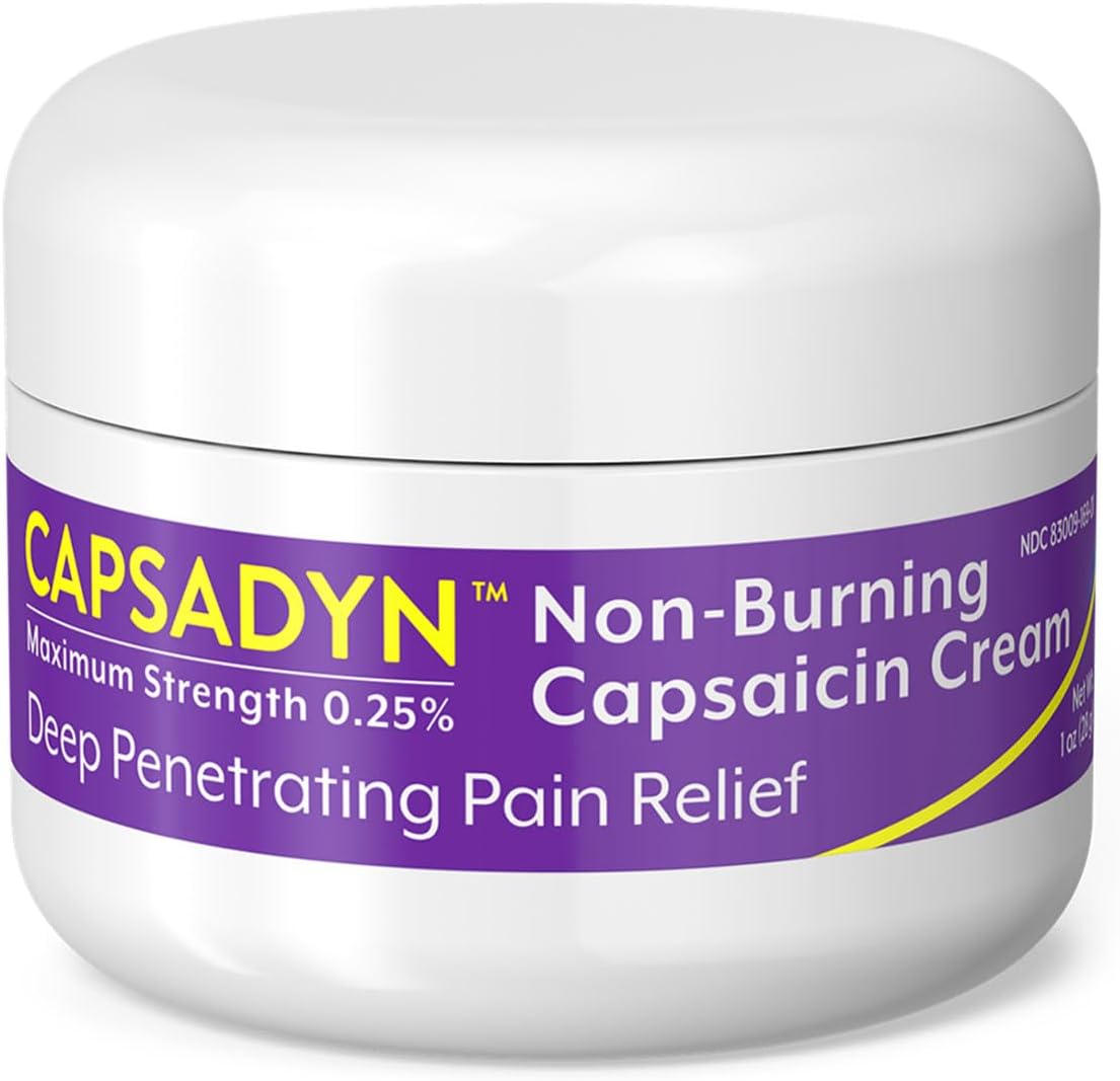Capsadyn Non Burning Capsaicin Cream front view jar for arthritis relief