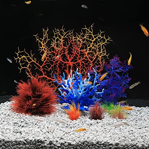 Close up view of the non toxic plastic texture of the tropical theme coral ornaments.