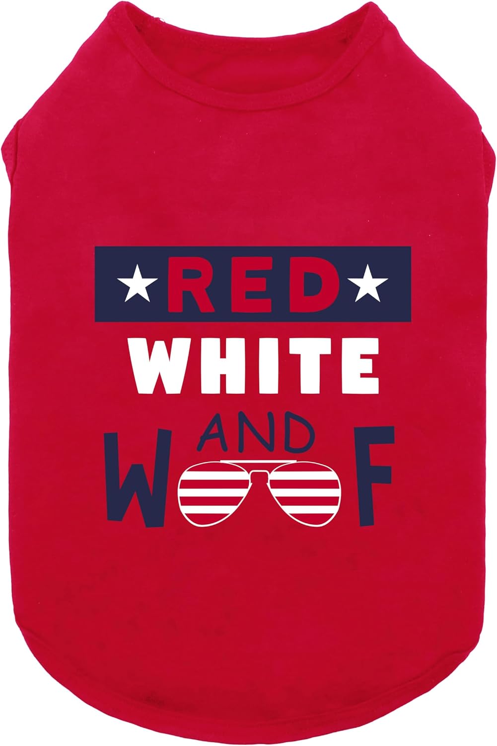 Fitwarm Patriotic Red White and Woof dog shirt front view