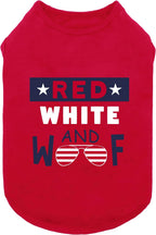 Fitwarm Patriotic Red White and Woof dog shirt front view