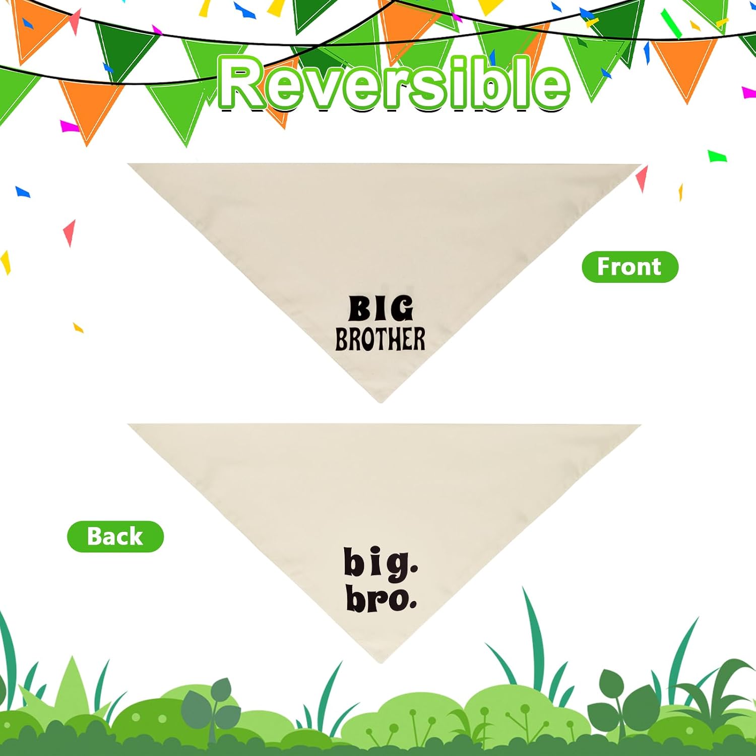 Machine washable premium dog bandana layout flat view