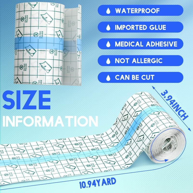 Clear waterproof adhesive stretch tape showing the grid lines on the backing paper for easy cutting