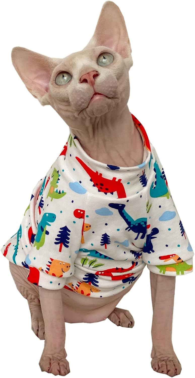 Sphynx Hairless Cat Summer Cotton T-Shirts Cat Vest Pet Clothes,Round Collar Vest Kitten Shirts Sleeveless, Cats & Small Dogs Apparel (Medium, Yellow Ducks) - Image 7
