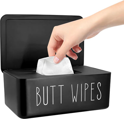 Equnroy black baby wipes dispenser front view