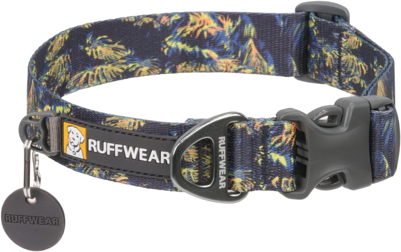 Ruffwear Front Range collar branding and green ombrÃ© pattern