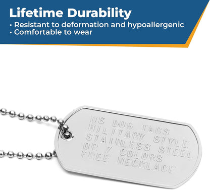Premium custom military dog tags in gold and pink metallic colors