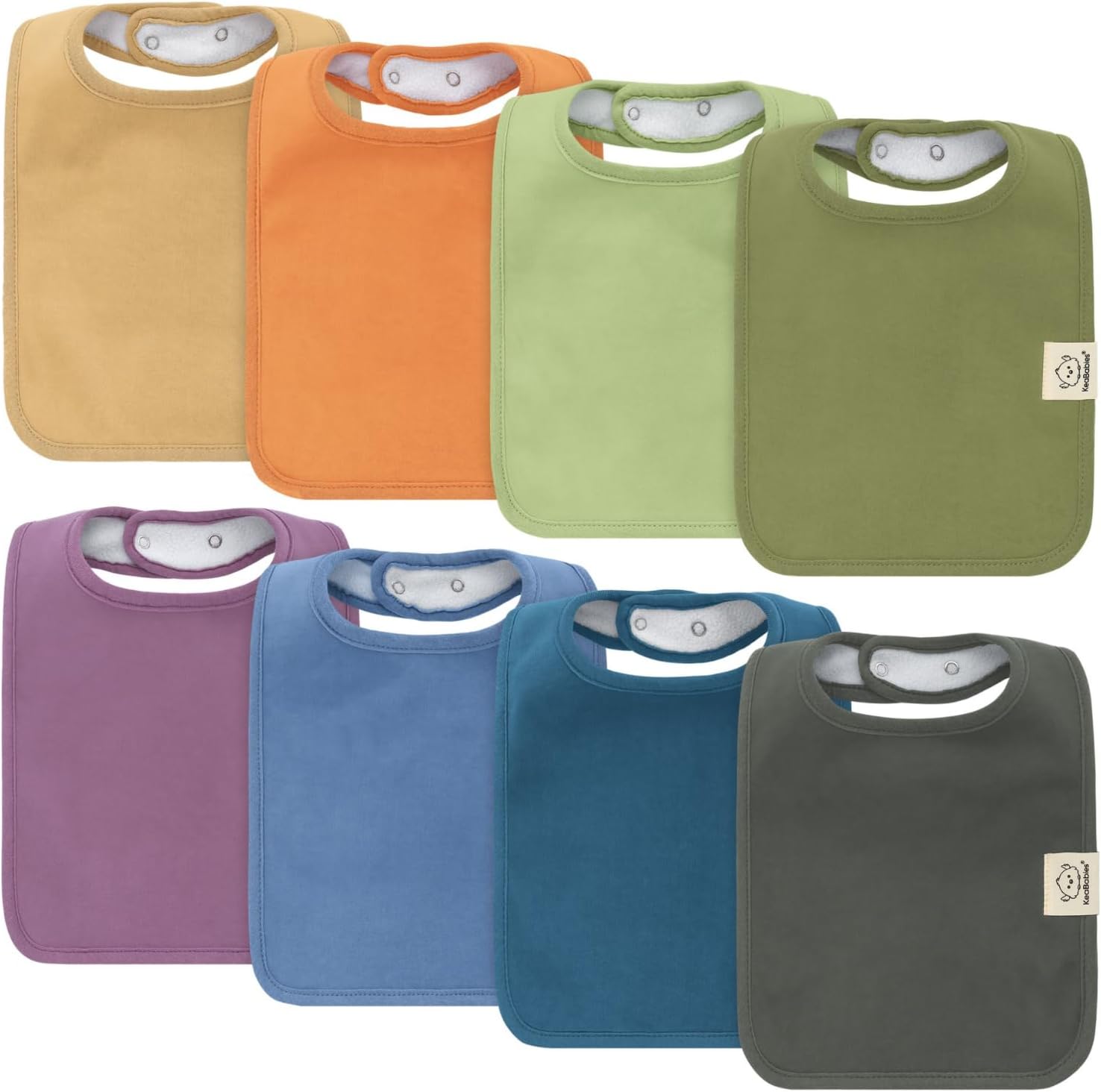KeaBabies 8-Pack organic cotton baby bibs front view in Cruise pattern