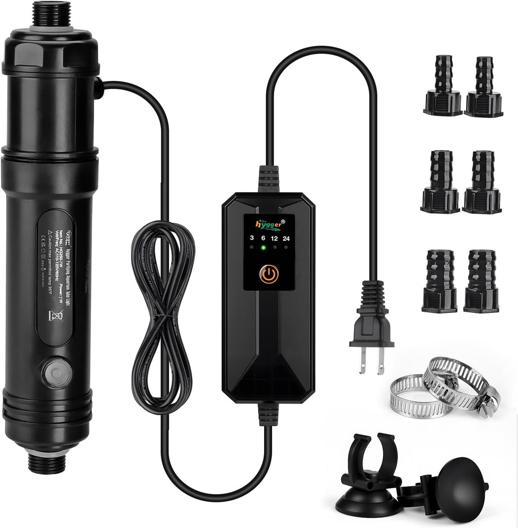 hygger 9W Aquarium U-V Light with Timer, 360 degrees Protective Shield Clean Light for Crystal Clear Green Water, Submersible Fish Tank Cleaner for 60-100 Gallon Freshwater & Saltwater Aquariums - Image 10