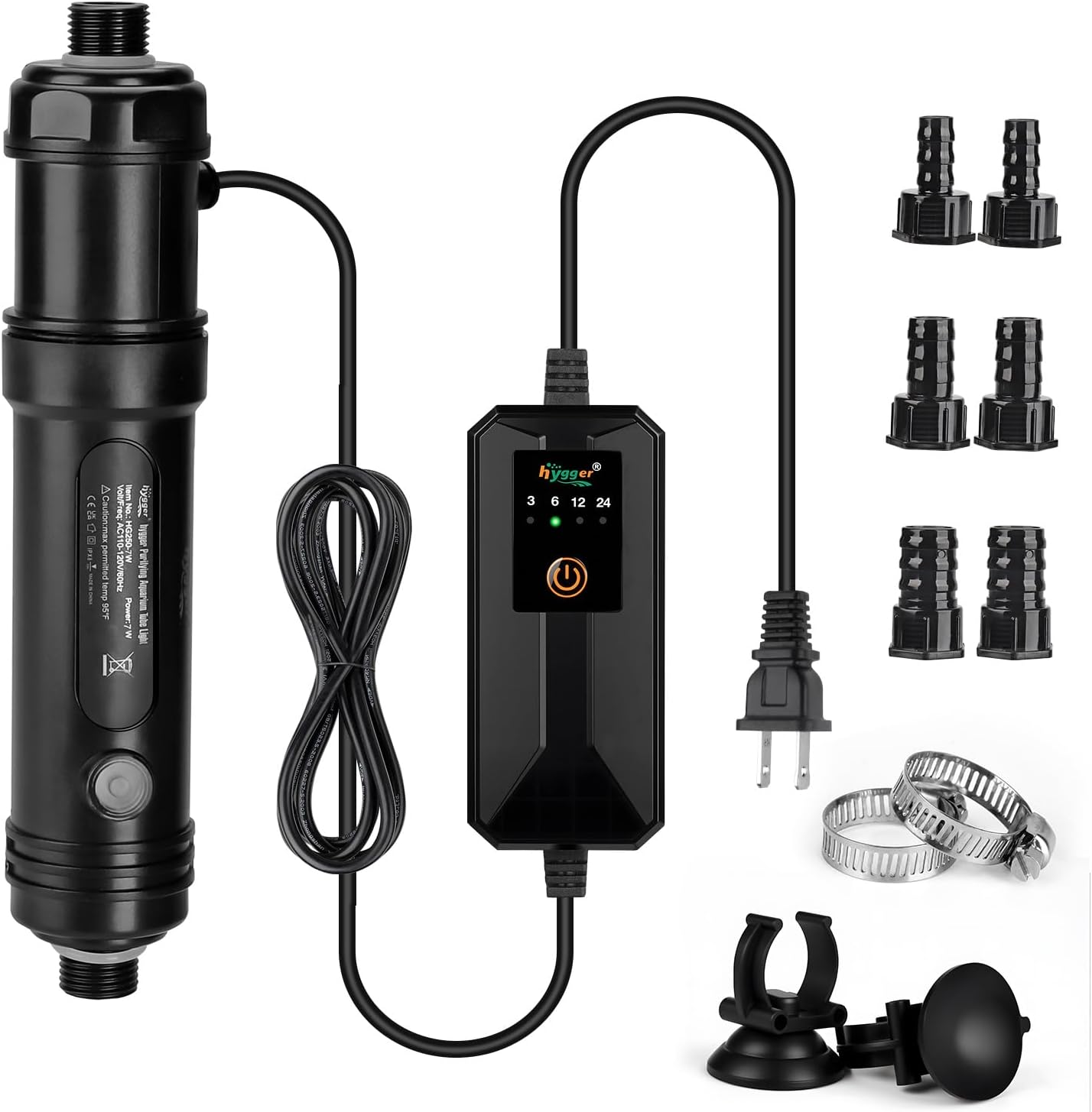 hygger 9W Aquarium U-V Light with Timer, 360 degrees Protective Shield Clean Light for Crystal Clear Green Water, Submersible Fish Tank Cleaner for 60-100 Gallon Freshwater & Saltwater Aquariums - Image 10