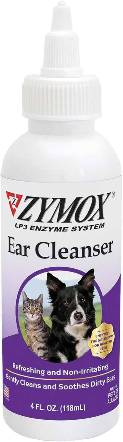 Zymox Ear Cleanser Solution 4 Fluid Ounce bottle front view for pets