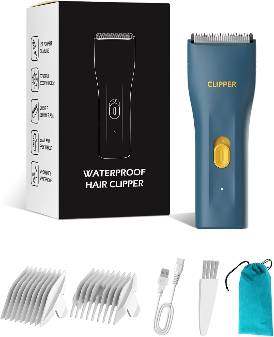 Prowerful Home Professional Dog Grooming Kit Clipper Low Noise USB Rechargeable Gifts for Dog Cat Black,TS006 - Image 14