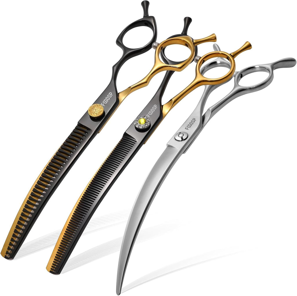Professional Curved Thinning Shears Dog Grooming Scissors 7.5'' Rainbow Curved Thinner Scissors for Grooming Large Dogs Pet 56 Teeth Japan 440C(Curved Thinner,Rose Red) - Image 13