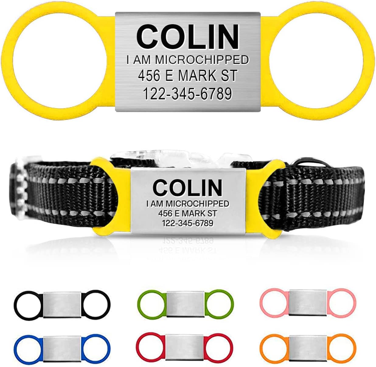 Personalized Dog Tag for Pets - No Noise - Engraved Dog Name Tag - Slide On Cat ID Tags - Custom Collar Tags for Small, Medium, Large Dogs and Cats - Silent Customized Puppy Identification Tags - Image 13