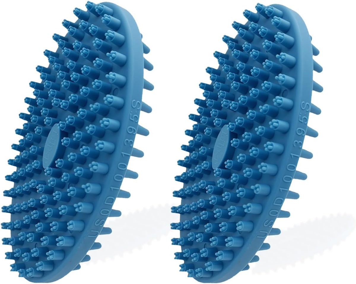 Dog Grooming Brush, Lilpep Pet Shampoo Bath Brush Soothing Massage Rubber Comb with Adjustable Ring Handle for Long Short Haired Dogs and Cats (Blue+Green, pack of 2) - Image 10