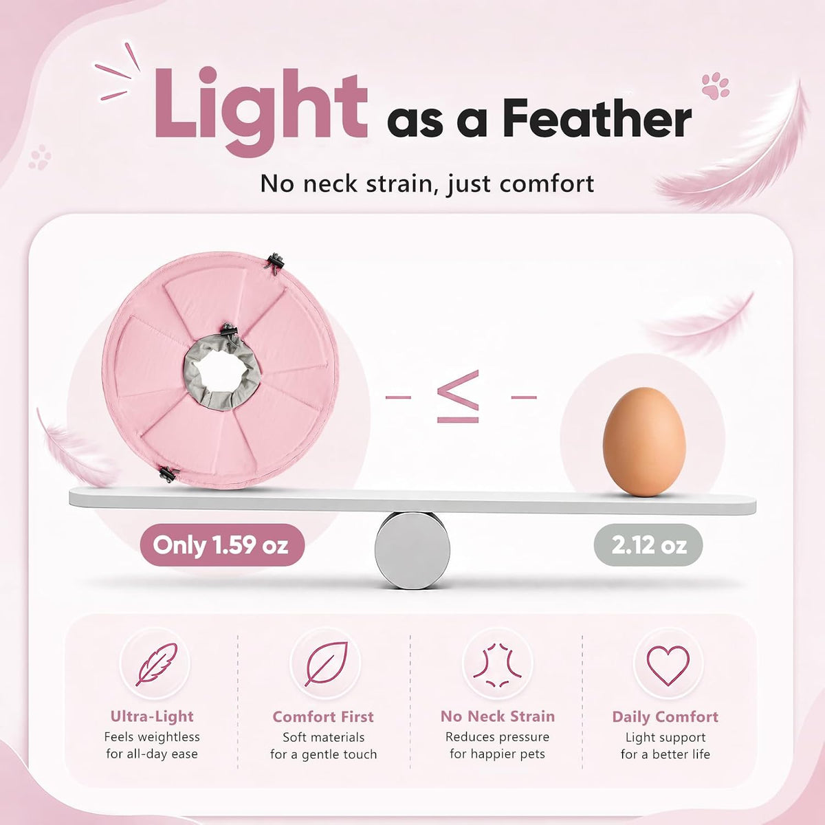 Kitten wearing Pawfun pink soft cone while sleeping comfortably