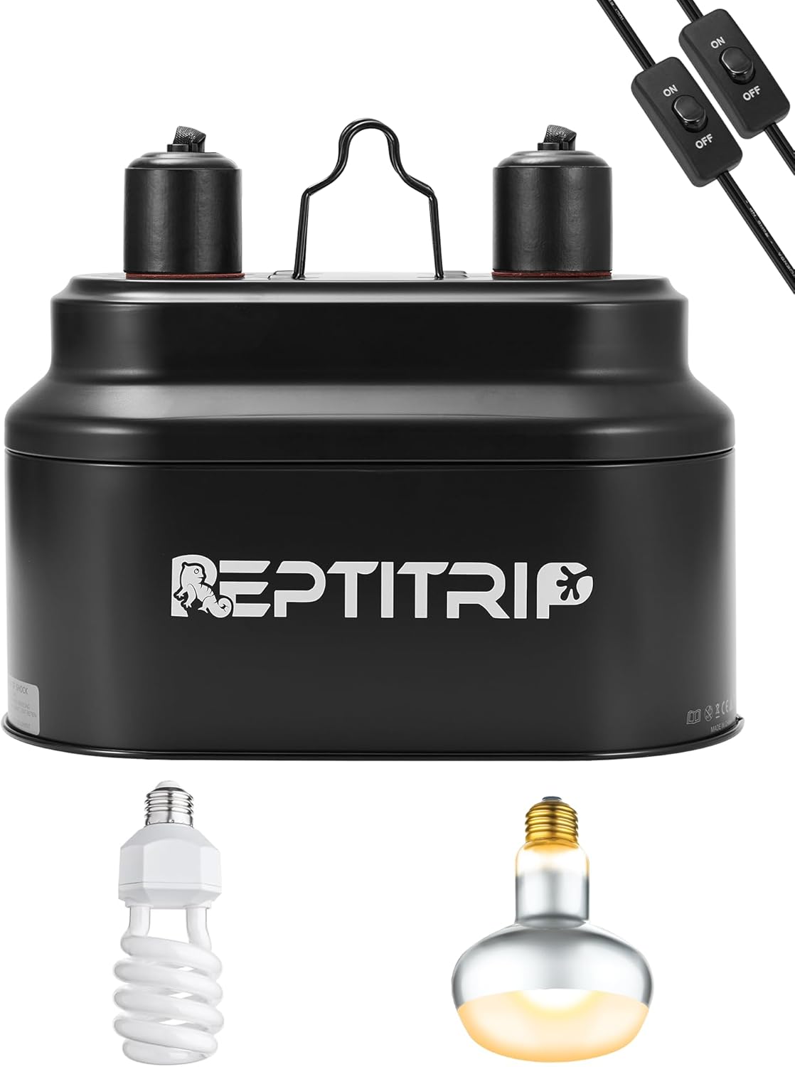 REPTITRIP Dual Reptile Light Fixture with 100W Full Spectrum UVA UVB Light Bulb & 100W Nighttime Ceramic Heat Emitter, 2 Independent Switches, Reptile UVA UVB Heat Combo Pack - Image 13