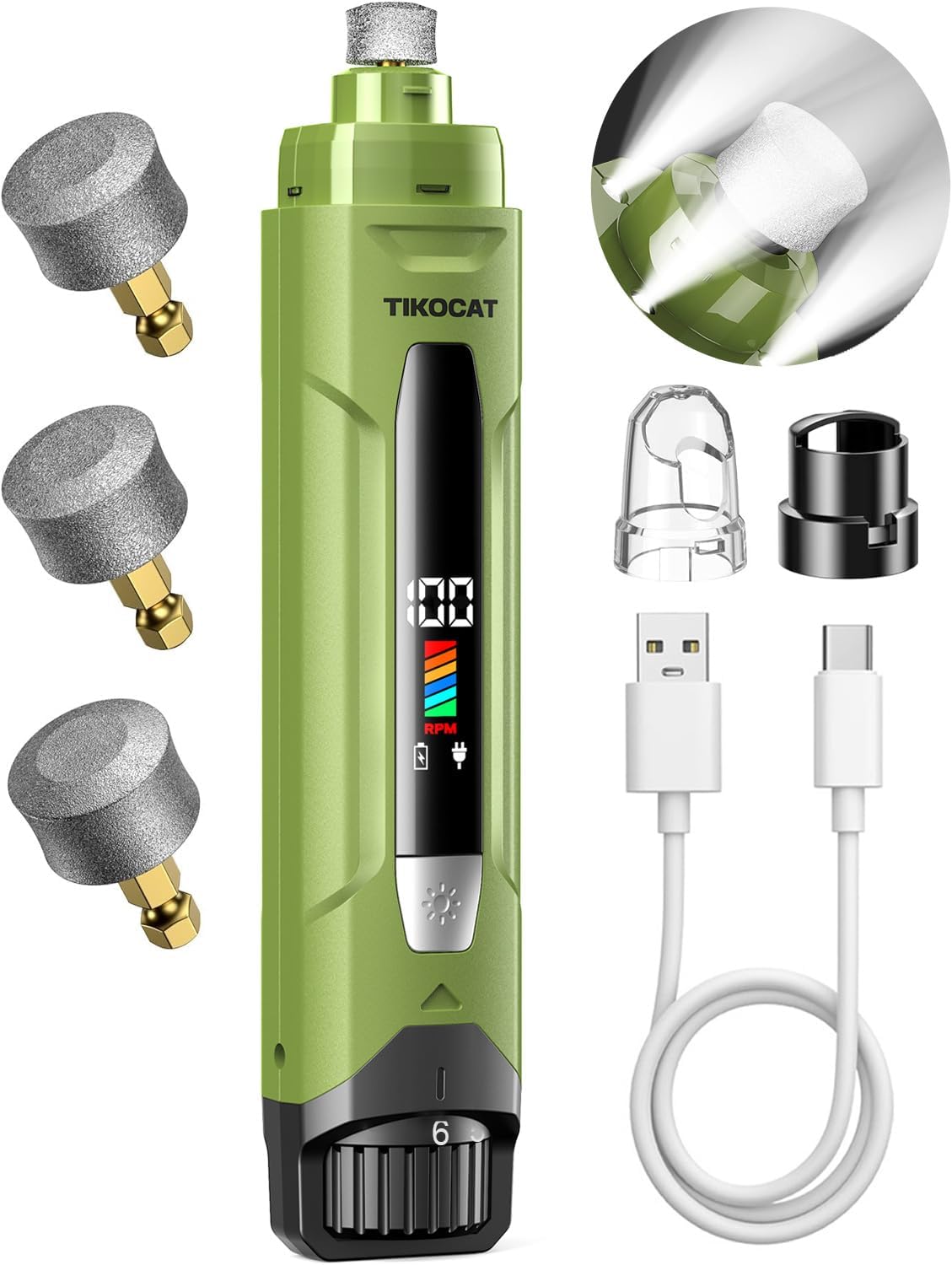 Whisper-Quiet Dog Nail Grinder, 50% More Powerful 6-Speed Pet Nail Trimmer with LED Display & 4 LED Lights, 3 Grinding Bits, No Over-Cutting, Stress-Free Grooming for Dogs, Cats & All Sensitive Pets - Image 12