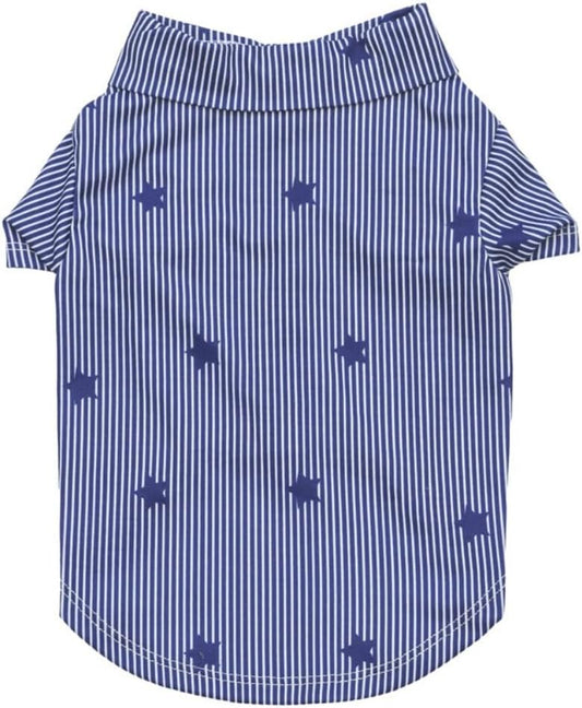 Tangpan striped tropical print dog shirt front view