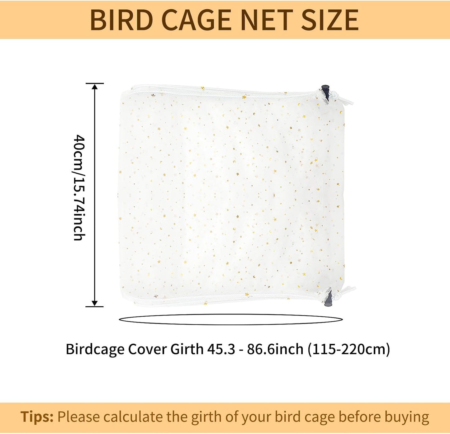 LYMOI bird cage cover adjustable drawstring close up view