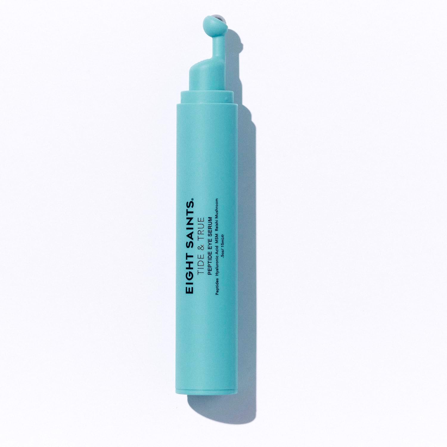 Eight Saints Tide and True Peptide Eye Serum front view of packaging tube.