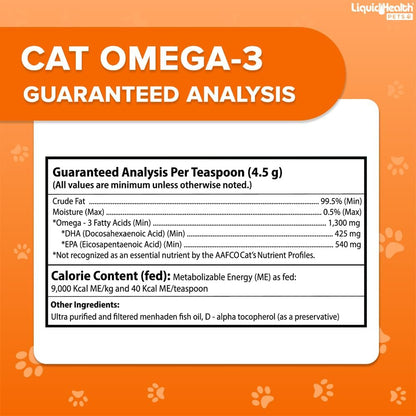 Close up of liquid dispenser cap of Liquid Health Pets cat omega 3 bottle