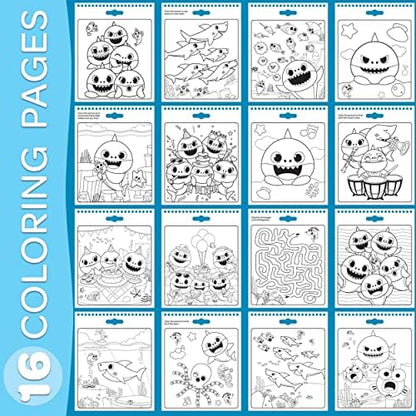 Crayola non toxic clear ink markers revealing colors on special shark coloring pages