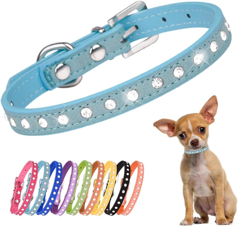 Pink Rhinestone Small Dog Collars for Female Dogs, Pretty Bling Diamond Cat Collar Crystal Sparkly Glitter Jewel Puppy Collar for XXS Xs Small Medium Pet Girl Dogs Kitten, XSmall - Image 11
