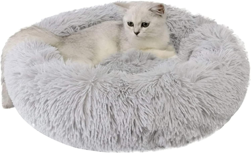 Cat Beds for Indoor Cats - Cat Bed Washable 20/24 inches, Dog Beds for Small Medium Dogs, Anti Anxiety Round Fluffy Plush Faux Fur Pet Bed, Thick Bottom (Pink, Medium) - Image 12
