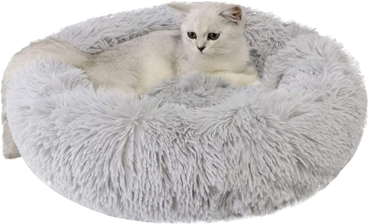 Cat Beds for Indoor Cats - Cat Bed Washable 20/24 inches, Dog Beds for Small Medium Dogs, Anti Anxiety Round Fluffy Plush Faux Fur Pet Bed, Thick Bottom (Pink, Medium) - Image 12