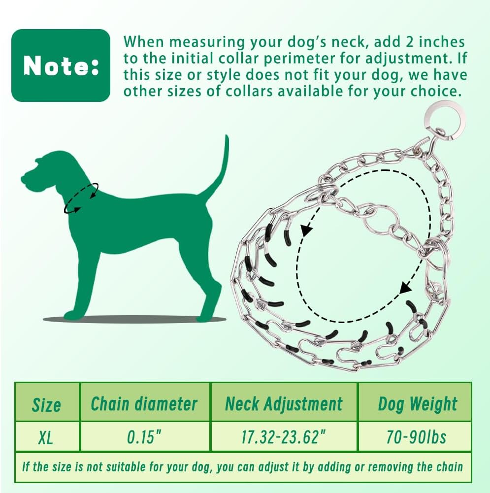 IIT dog pinch training collar displaying comfort rubber tips on prongs