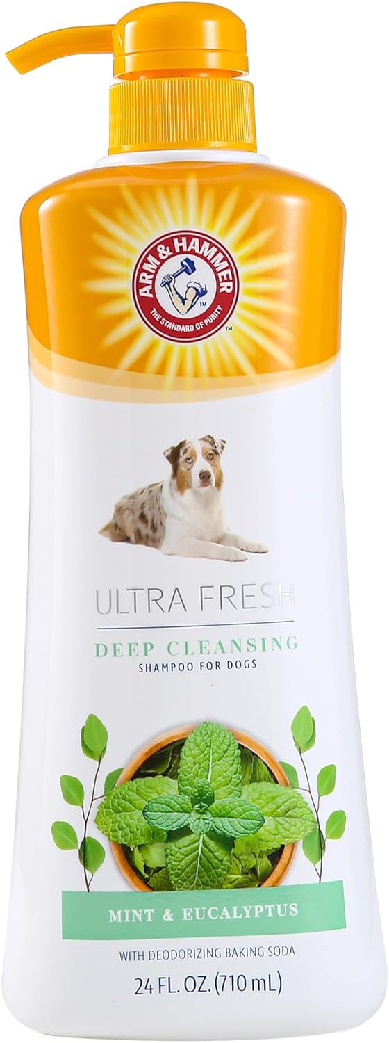 Arm & Hammer Ultra Fresh 2 in 1 Detangling Dog Shampoo and Conditioner Baking Soda Deodorizer Moisturizing Pet Wash Tangles Odor Control Cucumber Prickly Pear Scent 24 FL OZ Pump Daily Grooming - Image 13