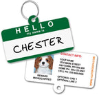 1 Cute Pooch pet ID tag displayed in blue and pink color variations
