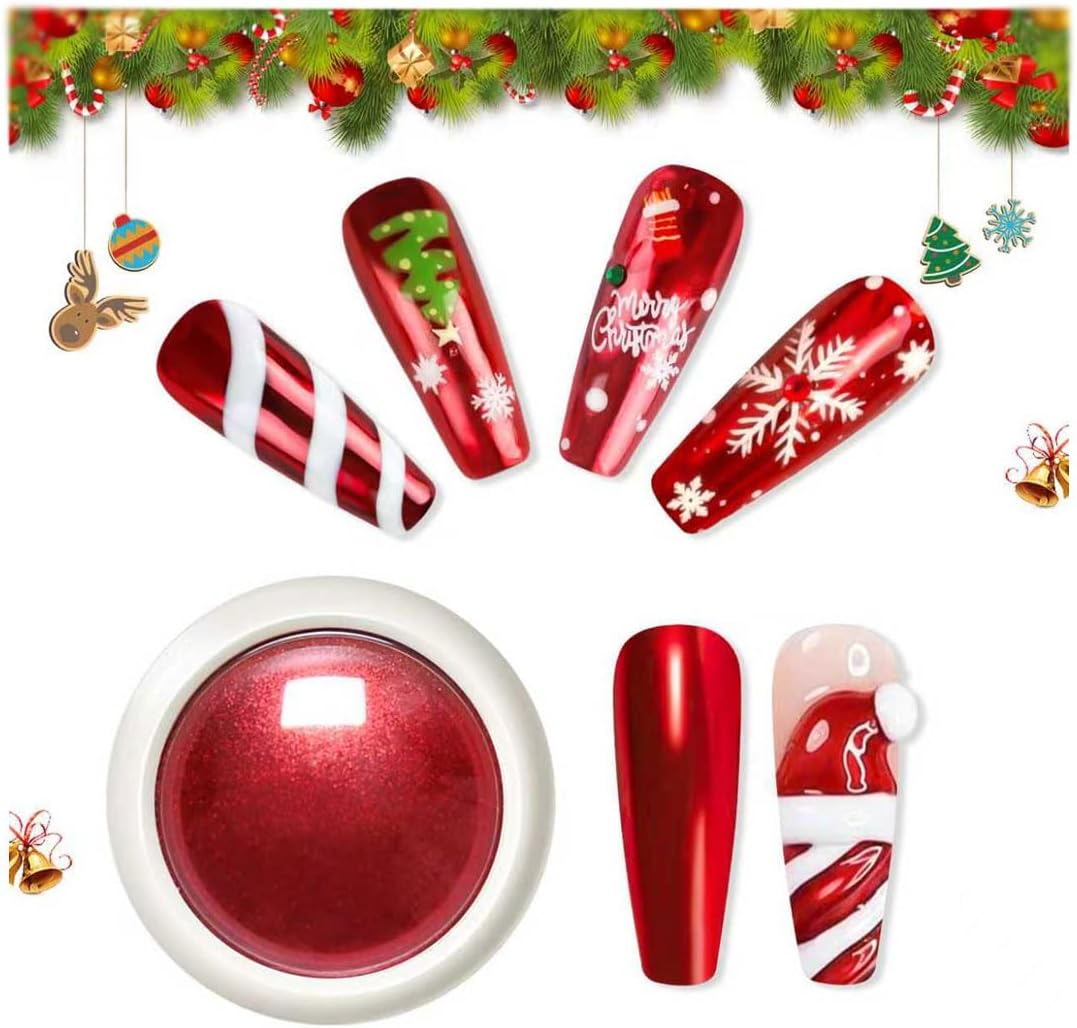 Bishengyf red chrome nail powder jar front view.