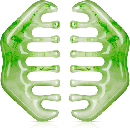 Geiserailie 2 piece jade gua sha scalp massage comb set