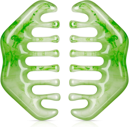 Geiserailie 2 piece jade gua sha scalp massage comb set