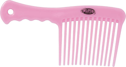 Durable plastic long tooth horse comb showing ergonomic handle and integrated hanging hole.