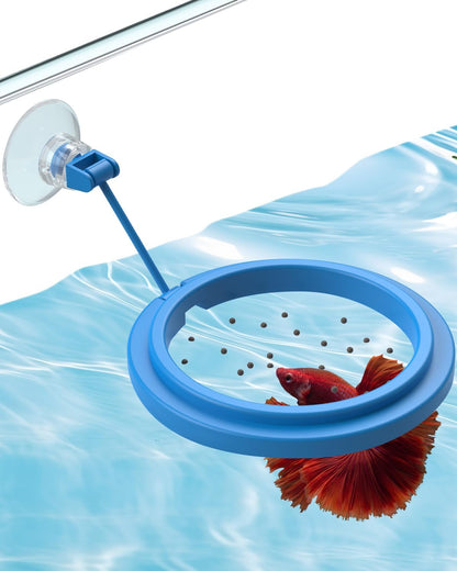 Pawfly Fish Feeding Ring front view of floating circle in aquarium tank