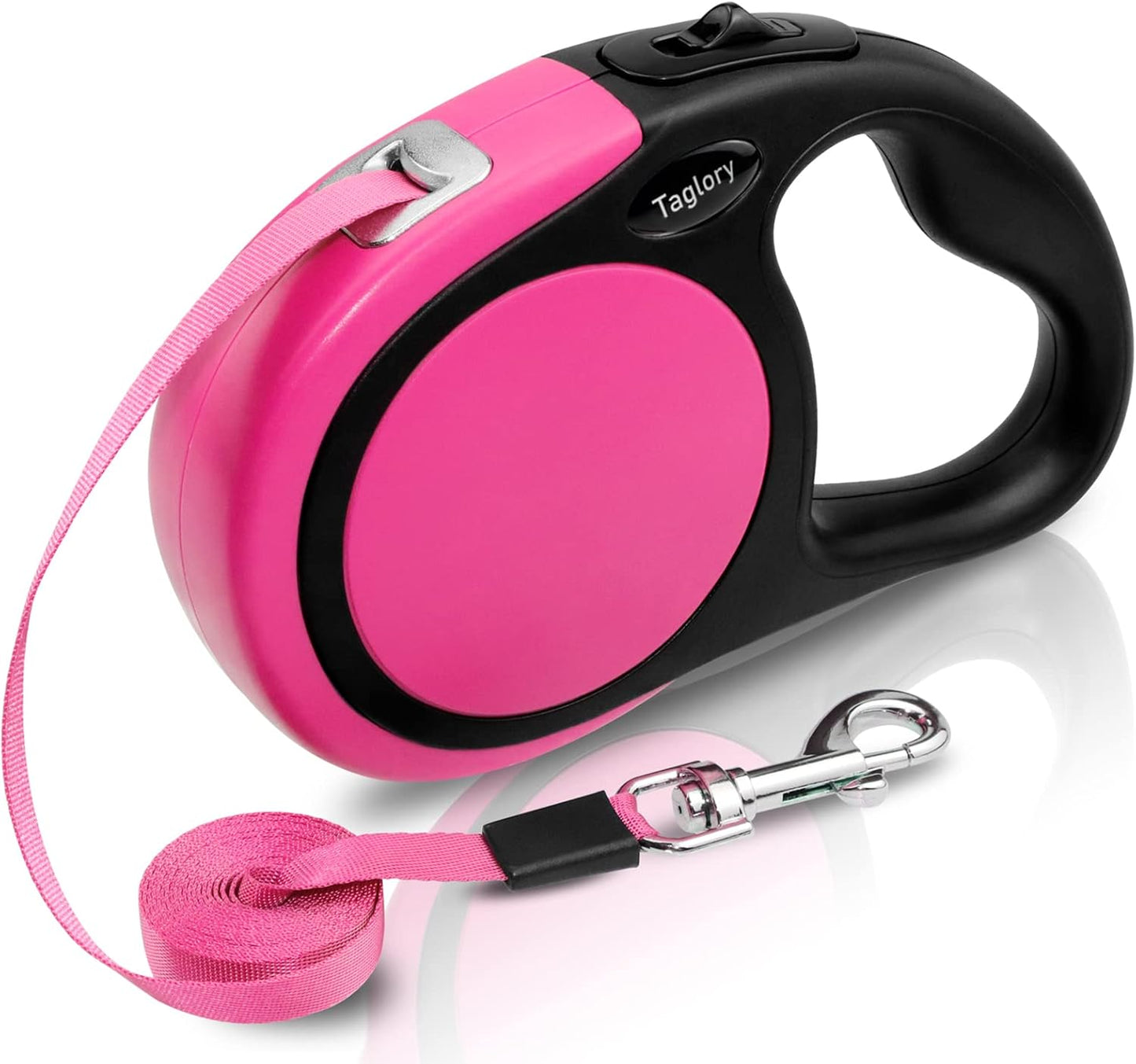 Taglory retractable dog leash in pink front view