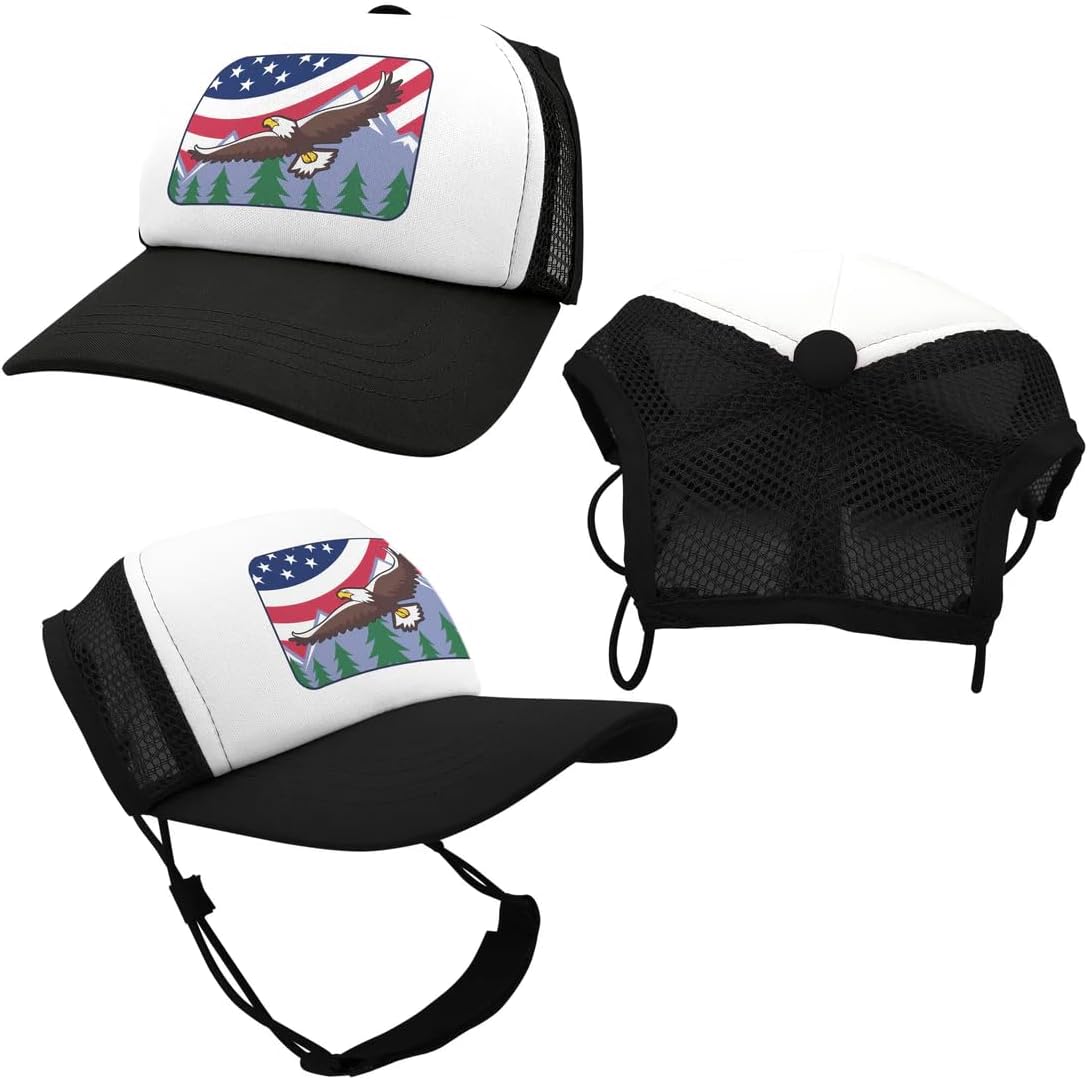 USA Collection, PupLid Trucker Hats for Dogs (Large) Premium Stylish Sun Protection for The Modern Dog - Adjustable for Secure Comfortable Fit on Active Dogs (Blue, Eagle) - Image 15