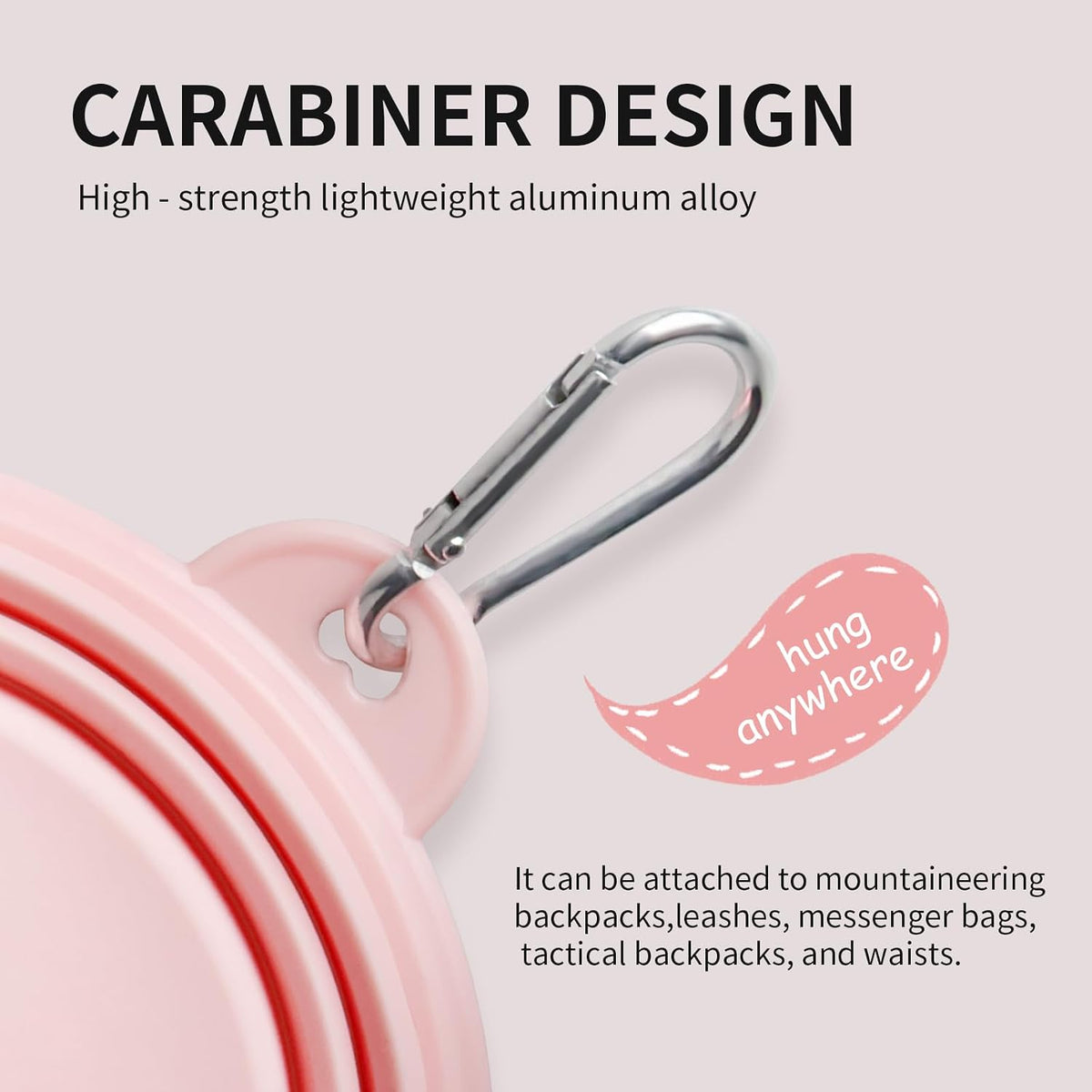 TECOPH foldable dog bowl set with attached carabiner clip