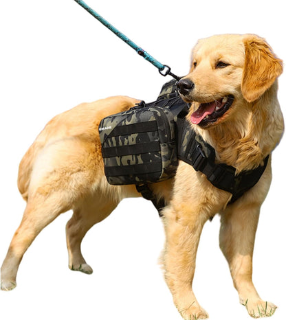 GooCare Jumahe dog hiking backpack camouflage front view on a large breed dog